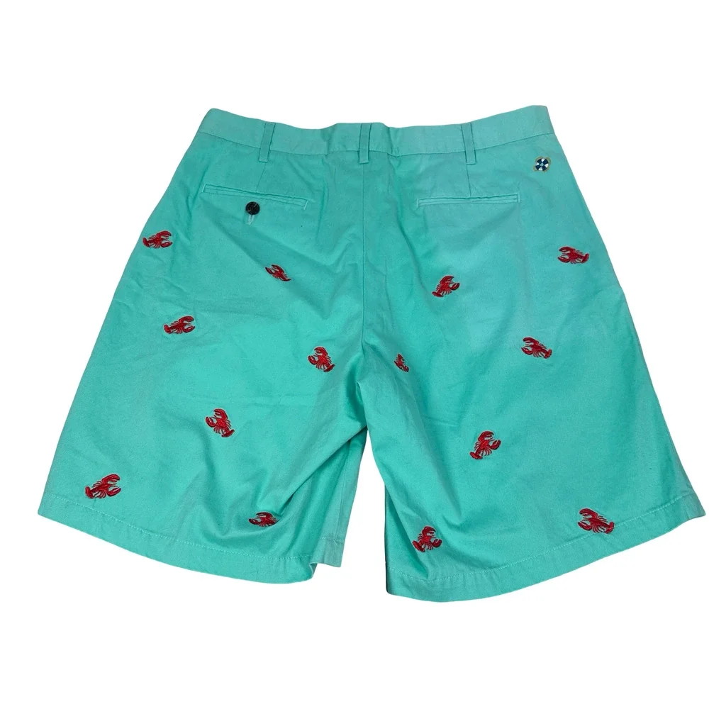 Castaway Cisco Short‎ Men’s 34 Aqua Blue Lobster Cotton Pockets Flat Front